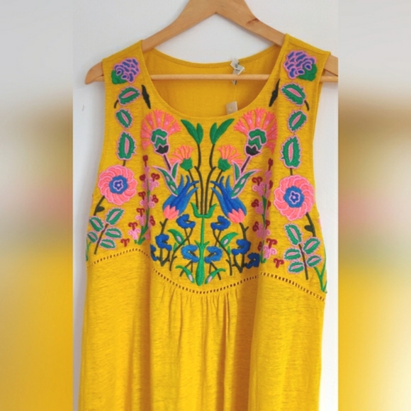 🆕 Floral Yellow Sleeveless Dress - Picture 1 of 7